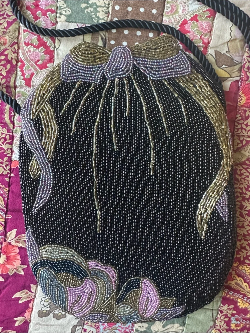 Vintage Art Nouveau style Beaded Crossbody Bag